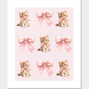 Coquette Kittens Pink Bows and Cats Posters and Art